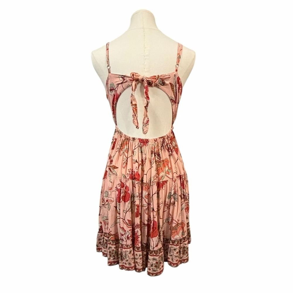 Angie Pink Floral Mini Dress with Red & Green Accents - Picture 4 of 12